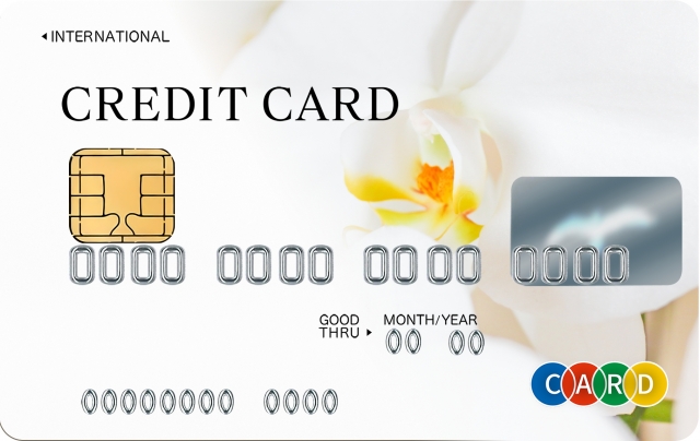 花が映っているクレジットカード　写真